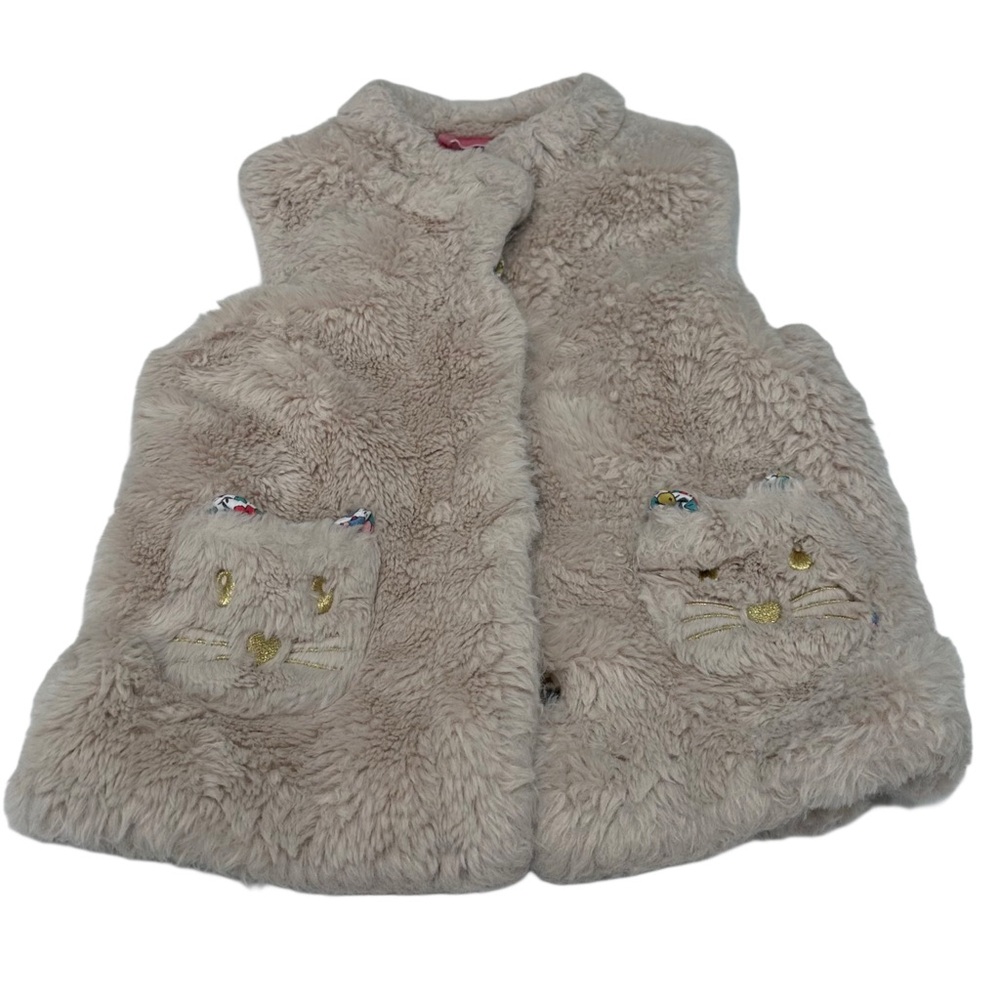 Mini Boden‎ Toddler Girl Faux Fur Vest with Kitten Pockets 7-8